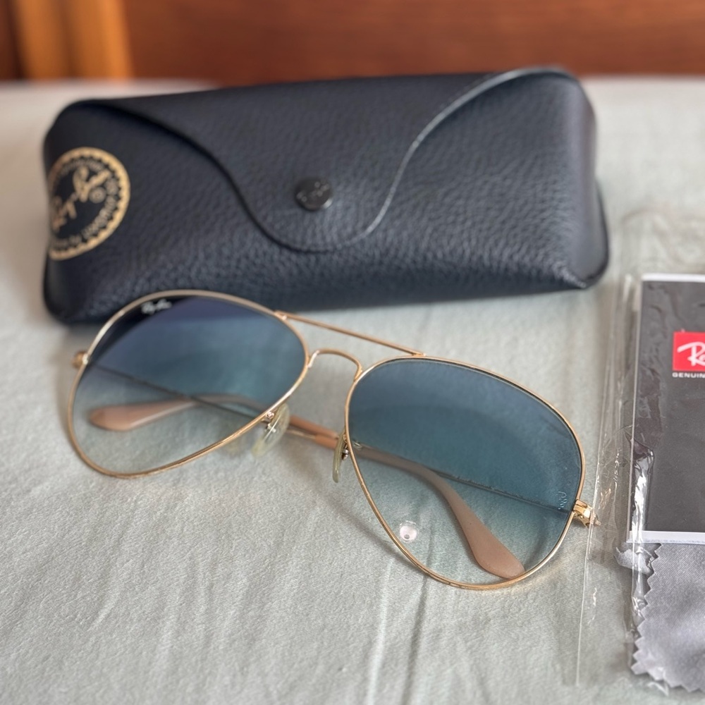 Ray-Ban Gold and Blue Aviator Sunglasses